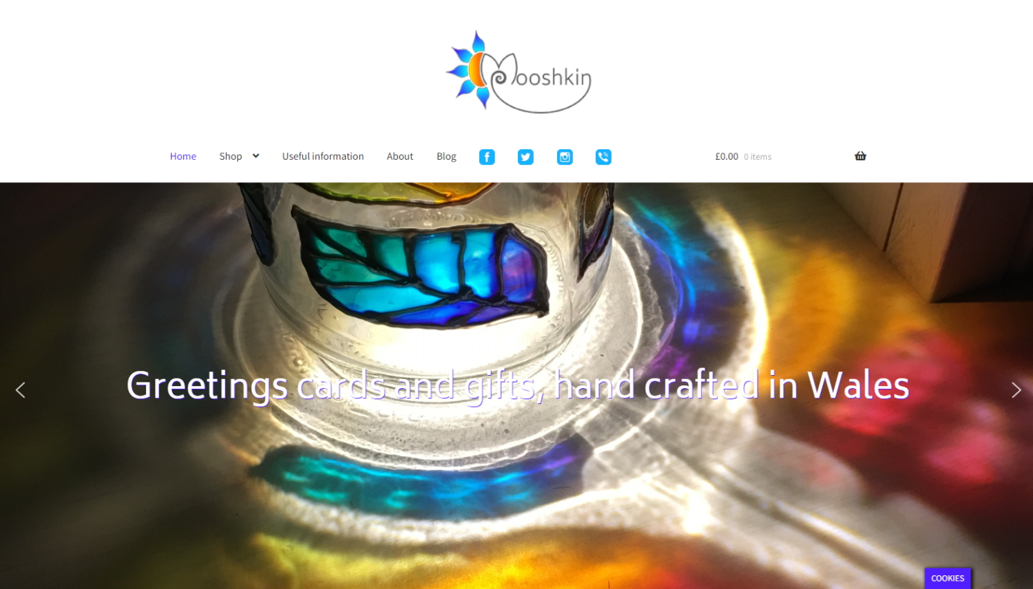 Screen grab of Mooshkin website