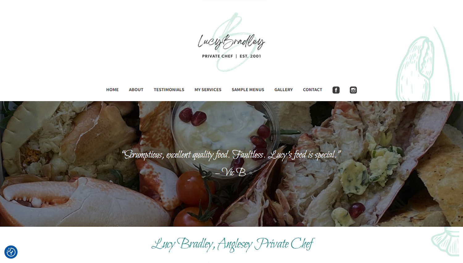 Screen grab of Lucy Bradley's website