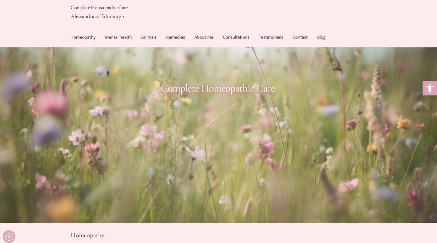 Screen grab of Complete Homeopathic Care website
