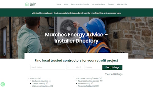 Screen grab of home page of MEA Directory website, which was built by debbidoo/WP Websites Wales